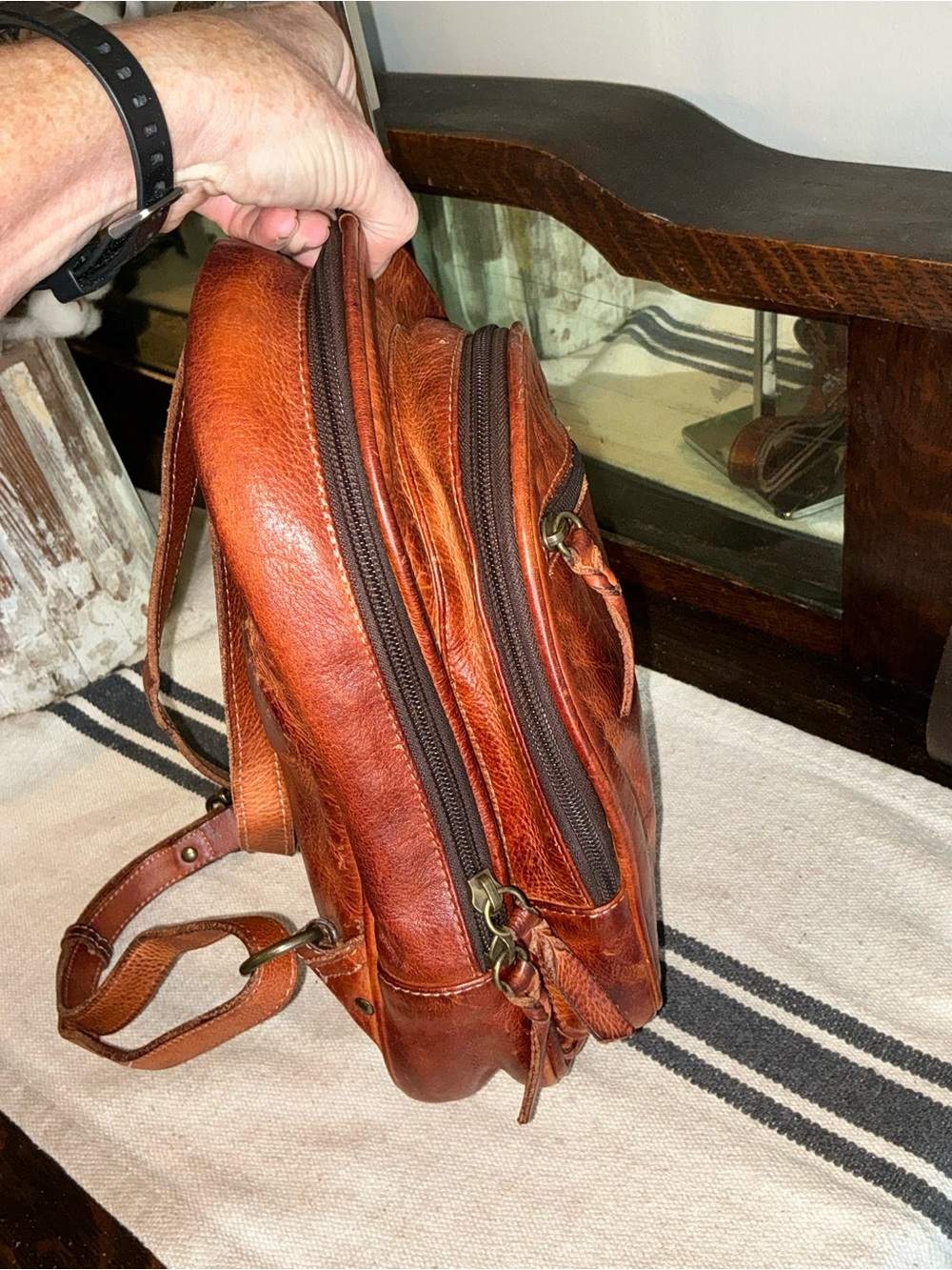 Bed Stu Leather Dominque Backpack Cognac DD Retail $235 - Picture 7 of 14